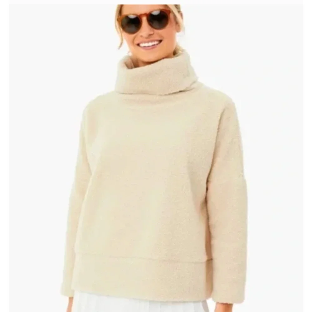 Tuckernuck Teddy Fleece Sherpa Rollins Pullover Sweater Lined Tan Size Large NEW